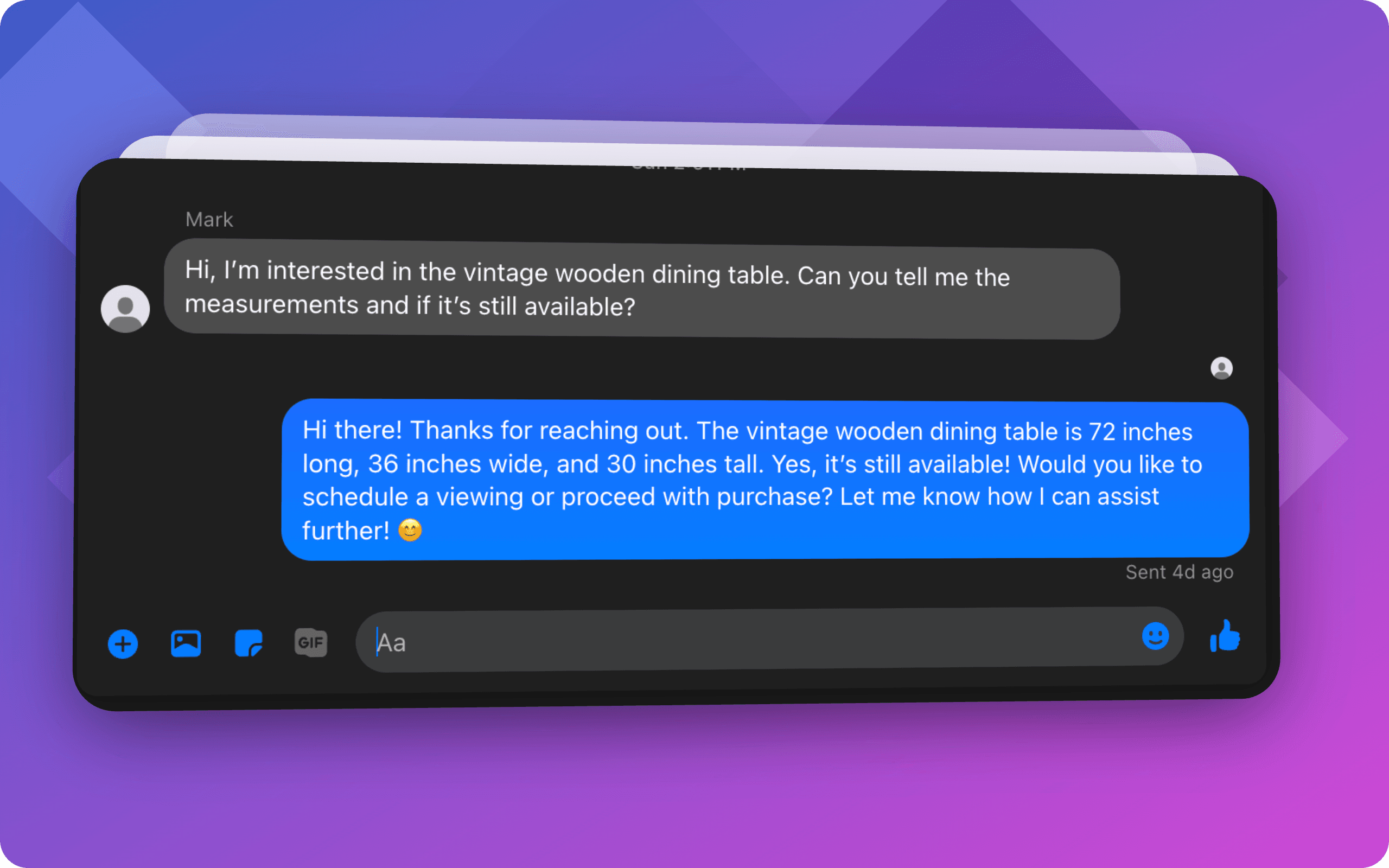AI Marketplace Assistant dashboard
